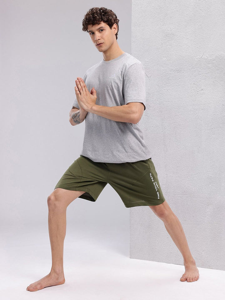 HRX by Hrithik Roshan Men Typography Print Mid-Rise Yoga Shorts