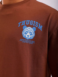 The Indian Garage Co Men Back Printed Round Neck Boxy Oversized T-shirt