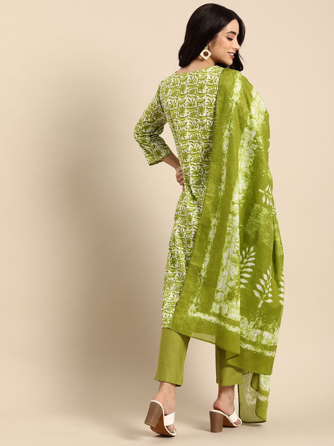 Anouk Women Ethnic Motifs Dyed Regular Pure Cotton Kurta with Trousers & Dupatta