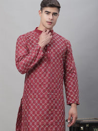 SOJANYA Embroidered Thread Work Silk Cotton Kurta with Churidar