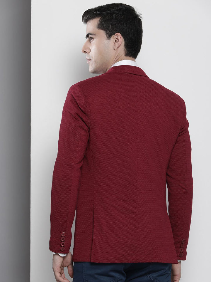 The Indian Garage Co Men Self Design Slim-Fit Single-Breasted Blazer