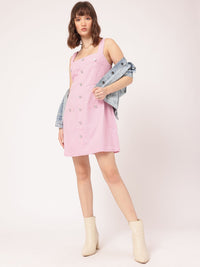 DressBerry Cutesy Glam Dobby Strappy A-Line Mini Dress