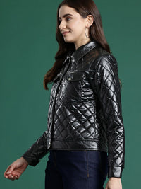 DressBerry Faux Leather Quilted Jacket