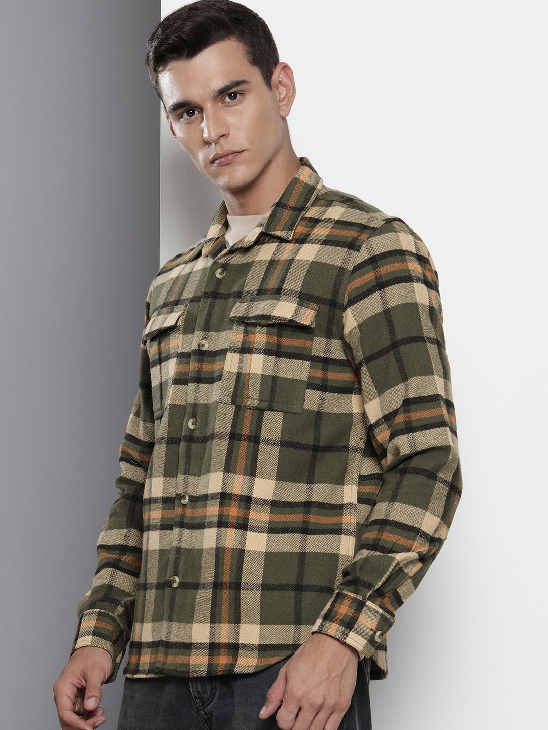 The Indian Garage Co Pure Cotton Checked Casual Shirt