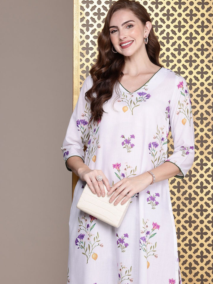 House of Pataudi Floral Printed Jashn Kurta