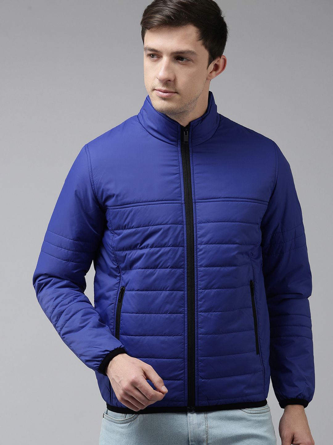 SPYKAR Men Blue Solid Padded Jacket