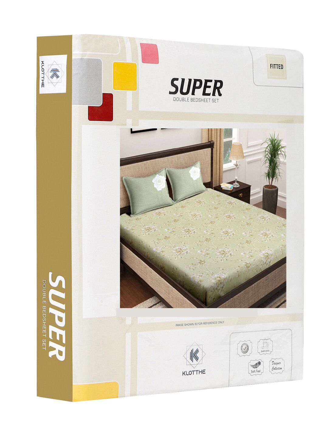 KLOTTHE Printed 400 TC Pure Cotton Fitted Super King Double Bedsheet & 2 Pillow Covers