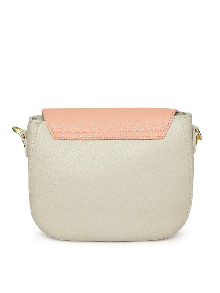 Lino Perros Peach-Coloured & Grey Colourblocked Sling Bag