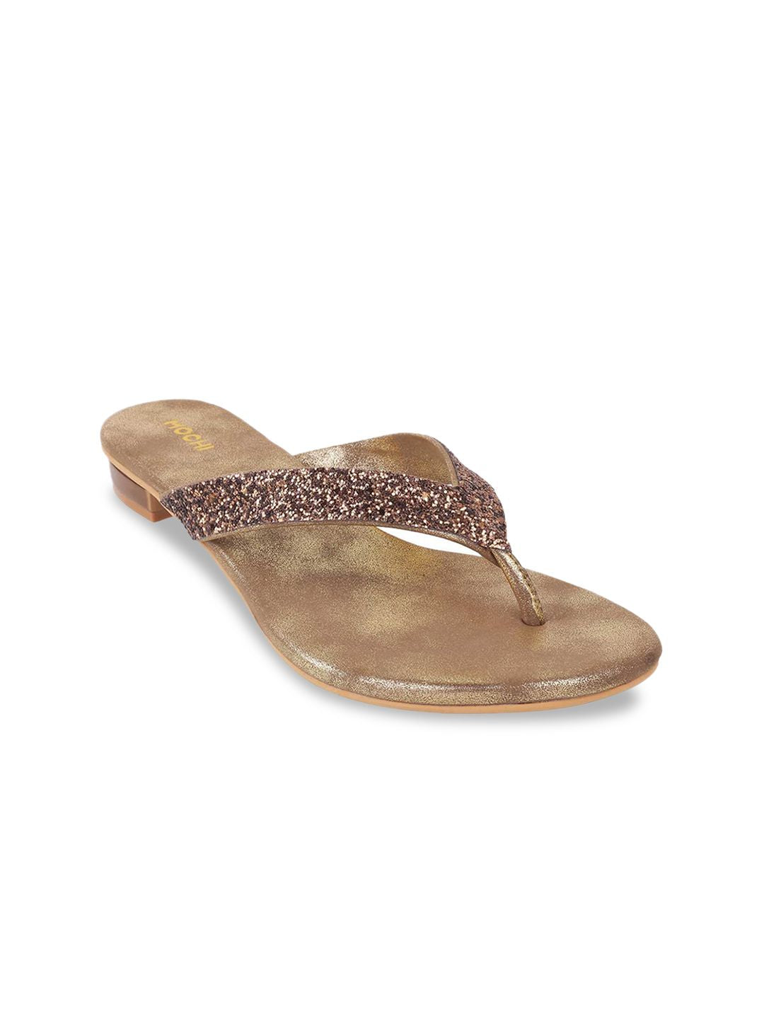 Mochi Women Gold-Toned Embellished Open Toe heels