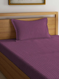 KLOTTHE Burgundy 300 TC Single Bedsheet with 1 Pillow Cover