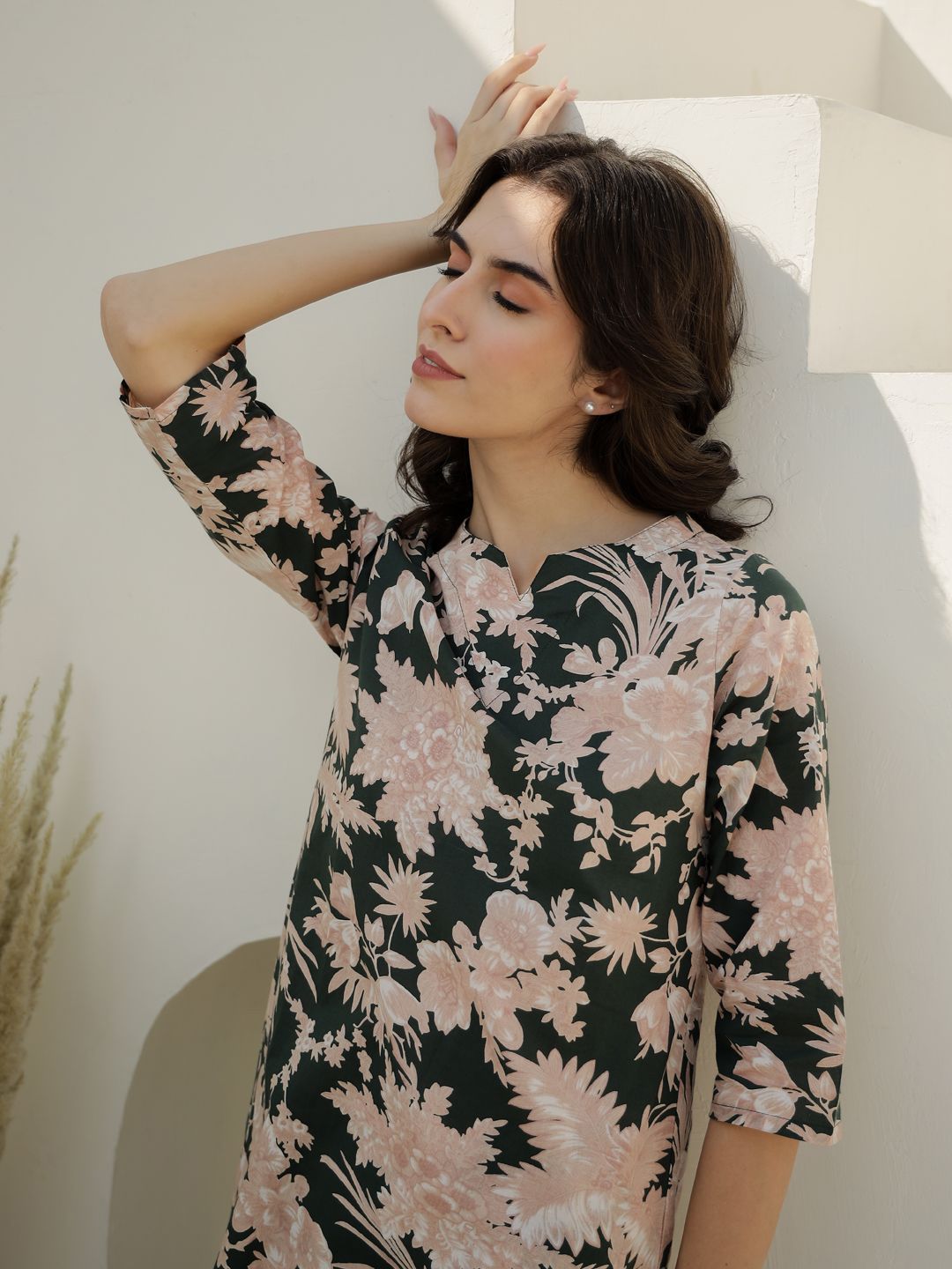 SANSKRUTIHOMES Women Pure Cotton Floral Printed Night suit