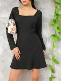 DressBerry Edgy Elegance Ribbed Drop-Waist Mini Dress