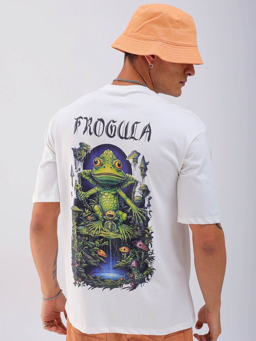 The Indian Garage Co Men Back Printed Boxy Oversized Round Neck T-shirt