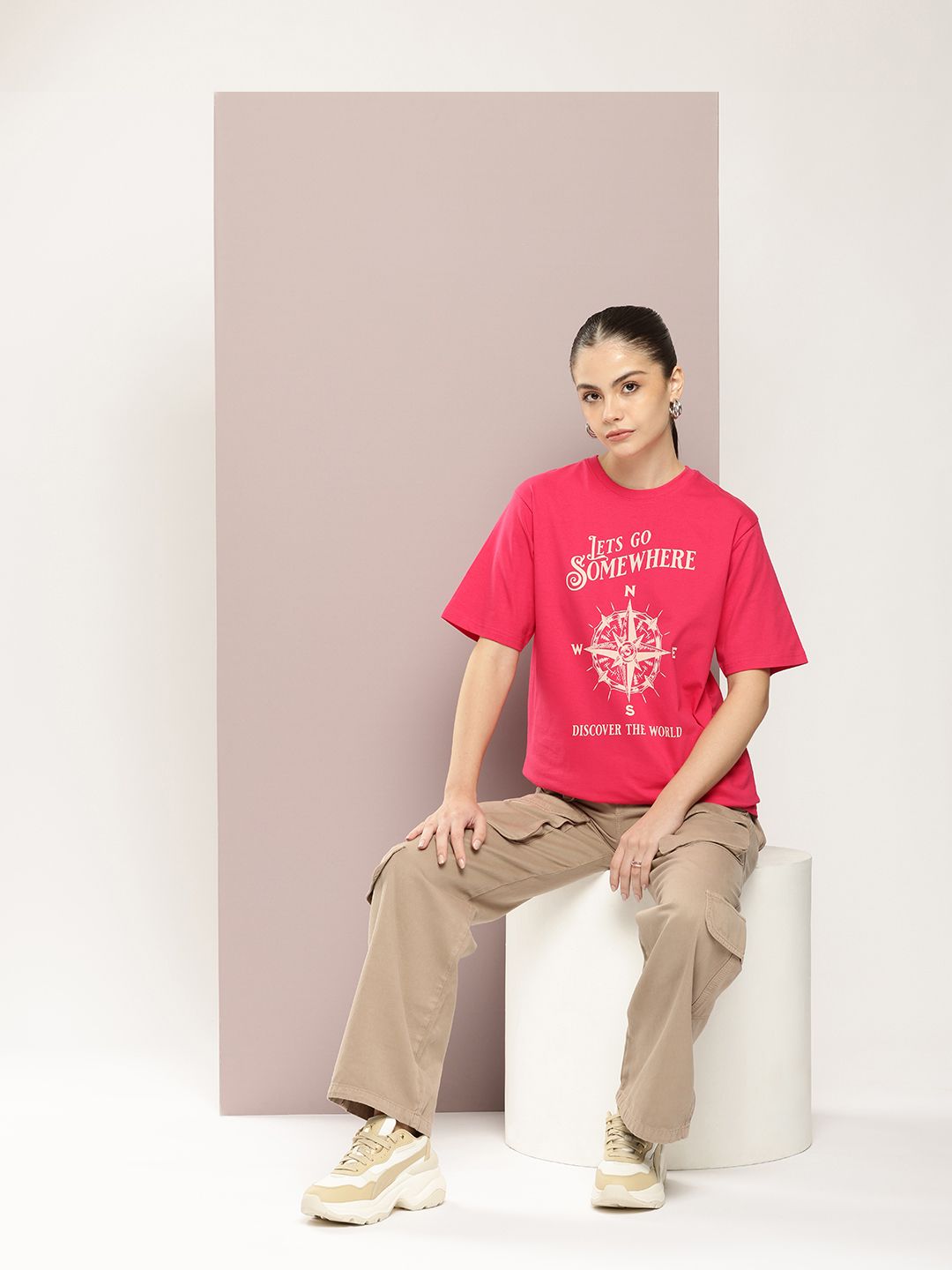 DILLINGER Women Graphic Printed Oversized T-shirt