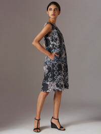 W Black & White Printed Pure Cotton A-Line Dress