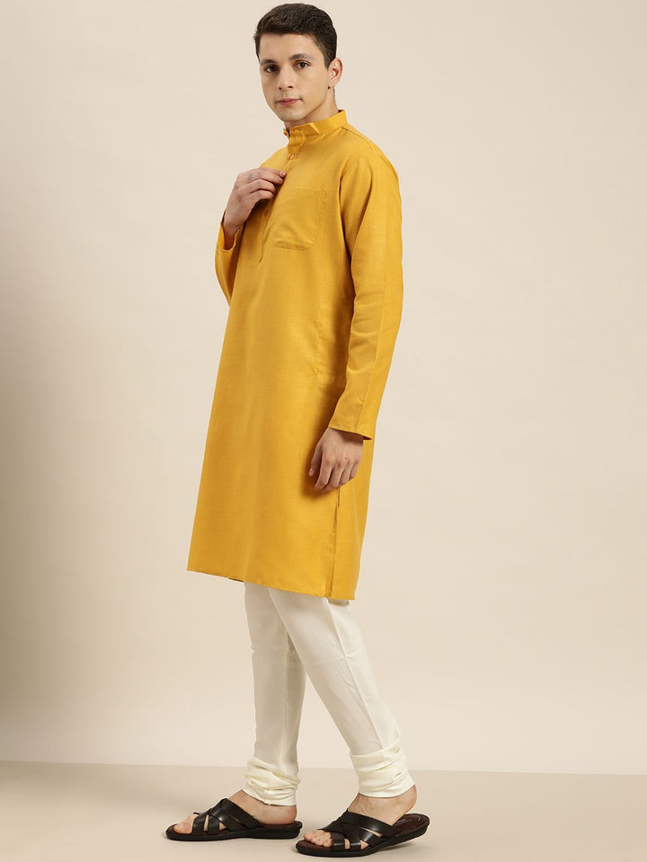 SOJANYA Men Mustard Yellow Kurta