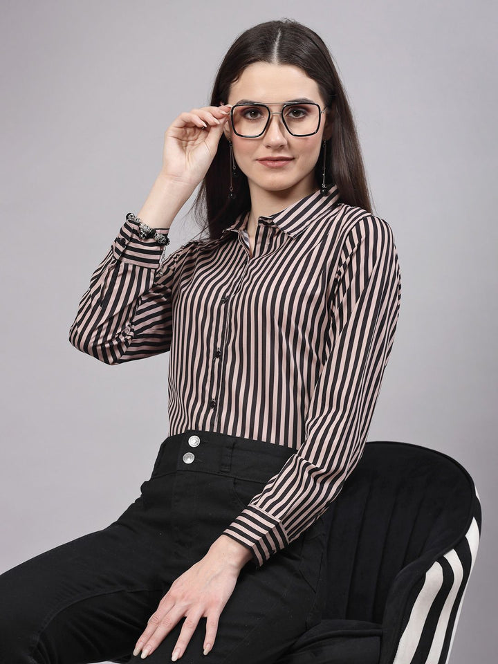 Style Quotient Striped Smart Regular Fit Opaque Formal Shirt