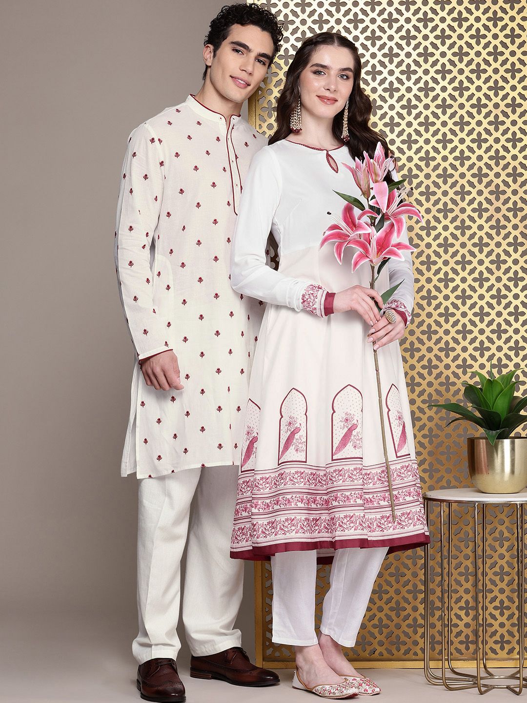 House of Pataudi Jashn Floral Printed A-Line Kurta