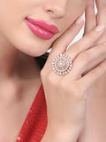 Cincin Jari Boleh Laras Zaveri Pearls Rose Saduran Emas CZ