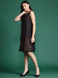 DressBerry Pure Cotton Self Designed Semi Sheer Sheath Dress