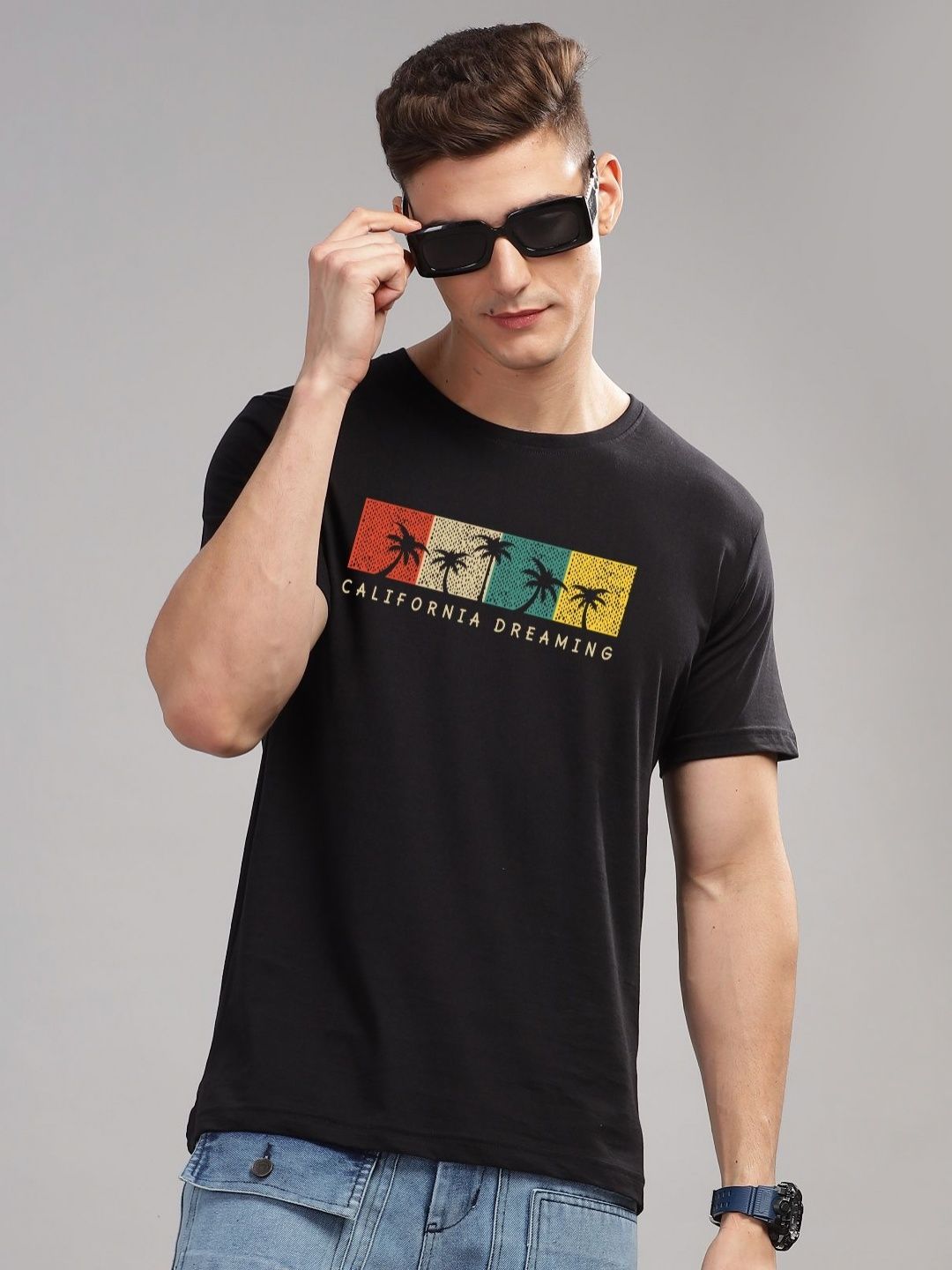 ADRO Typography Printed Round Neck Pure Cotton T-shirt