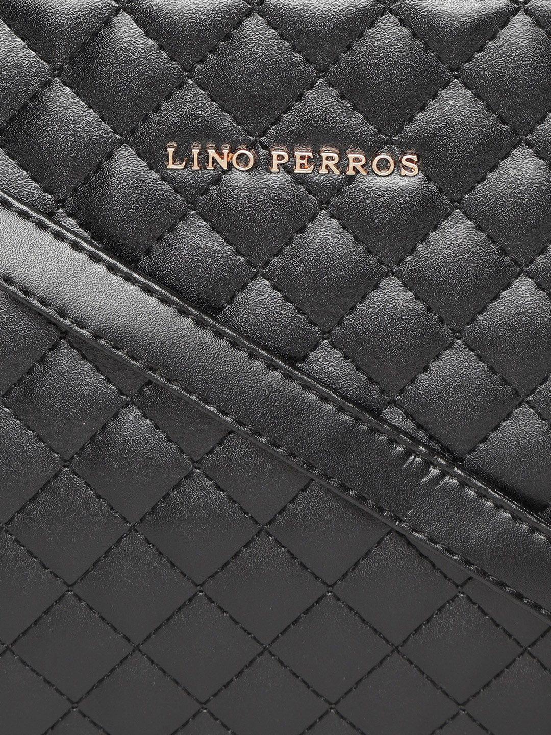 Lino Perros Black Quilted Solid Handheld Bag