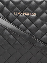 Lino Perros Black Quilted Solid Handheld Bag