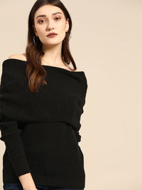 all about you Women Black Cable Knit Pullover