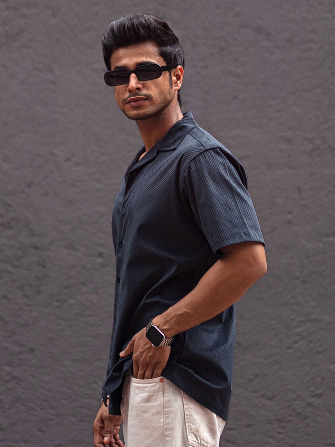 Powerlook Men Solid Cuban Collar Casual Shirt