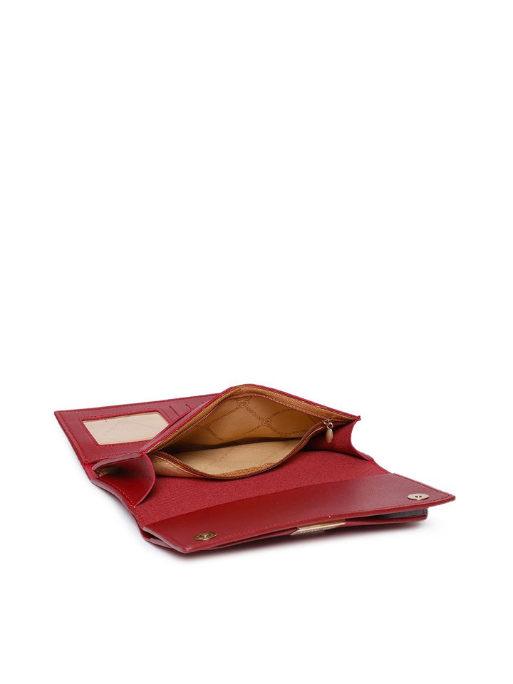 Lino Perros Women Red Solid Three Fold Wallet