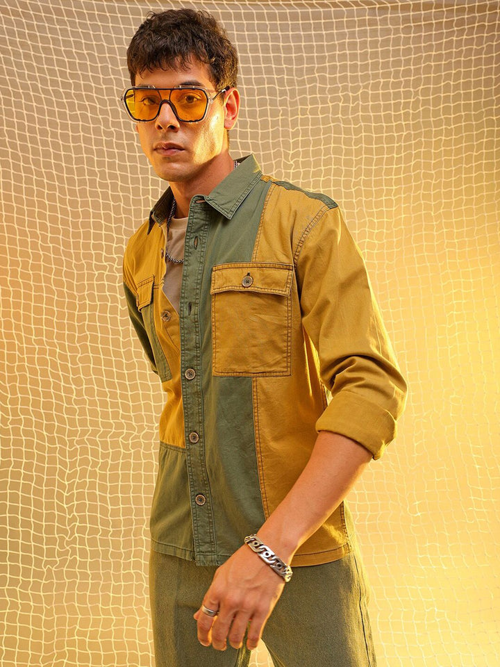 The Indian Garage Co Colourblocked Spread Collar Long Sleeves Casual Shirt