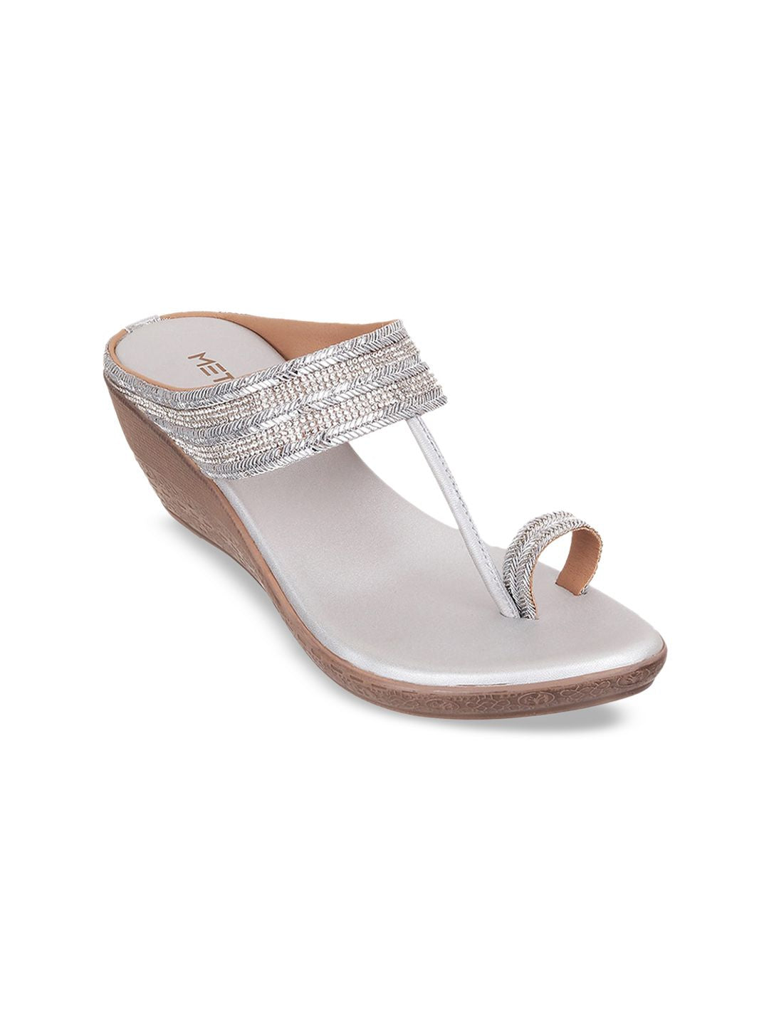 Metro Embellished One Toe Wedge Heels