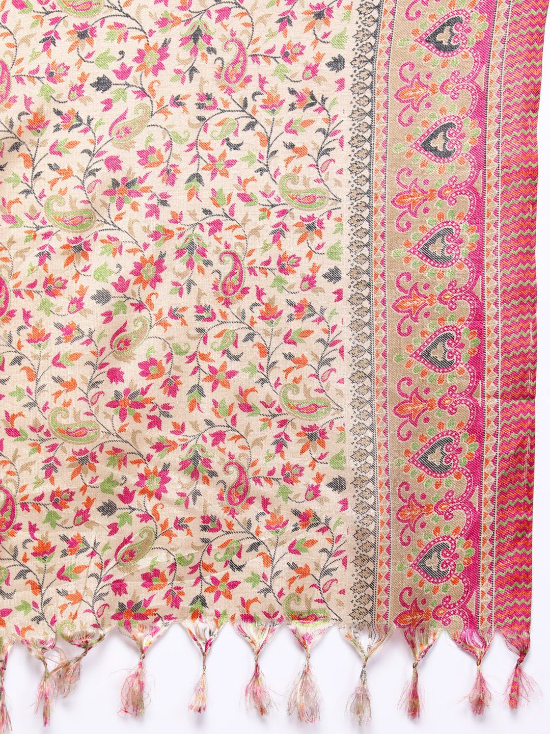 Varanga Women Pink Zari Work textured Kurta with Trouser and Printed Dupatta