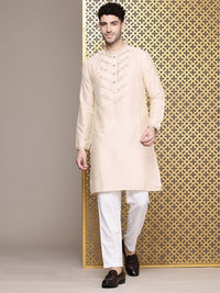 House of Pataudi Men Jashn Ethnic Motifs Yoke Design Zari work Kurta With Trousers