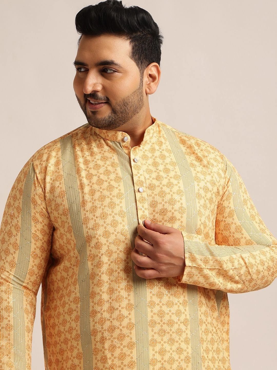 SOJANYA PLUS Lelaki Motif Etnik Cetakan Indie Kurta