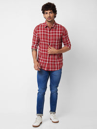 SPYKAR Men Tartan Checked Opaque Cotton Casual Shirt