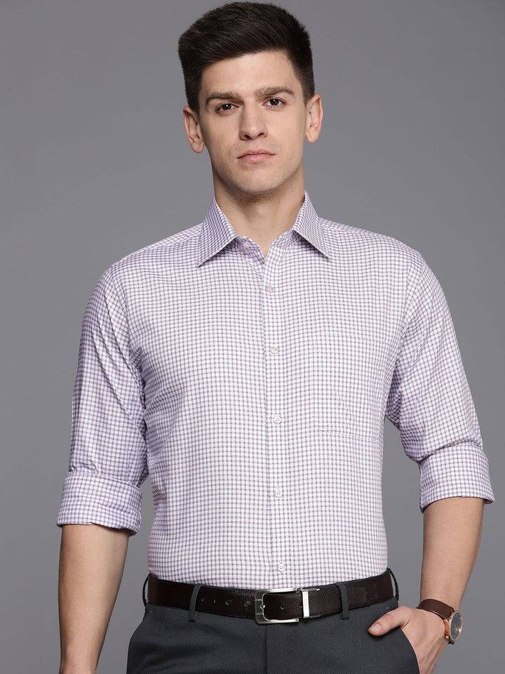Raymond Men Slim Fit Micro Checks Pure Cotton Formal Shirt