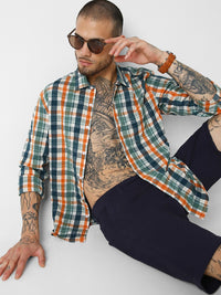 VASTRADO Men Classic Slim Fit Tartan Checks Checked Casual Shirt