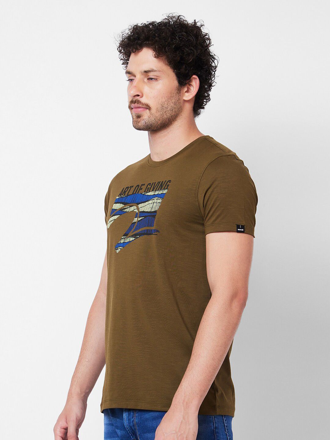 SPYKAR Round Neck Printed Cotton Slim Fit T-shirt