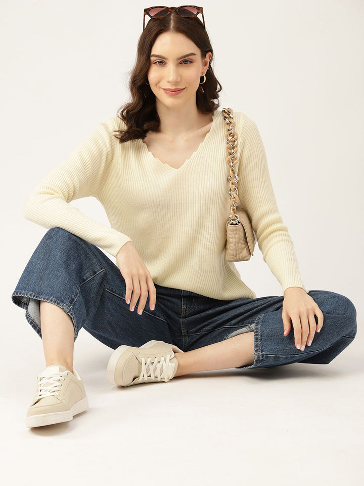 DressBerry Women Ribbed Acrylic Pullover