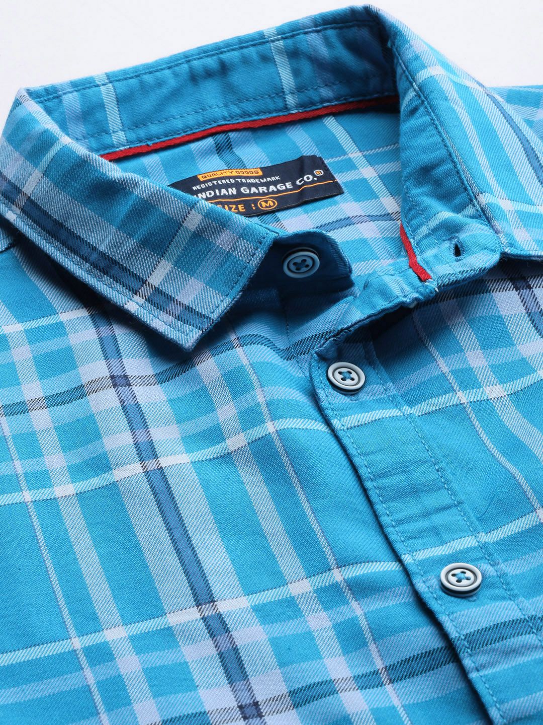 The Indian Garage Co Men Blue Checked Casual Shirt