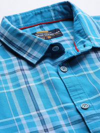 The Indian Garage Co Men Blue Checked Casual Shirt