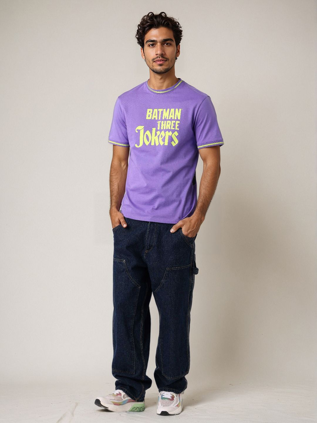 The Indian Garage Co Men Joker Typography Printed Round Neck Cotton Slim Fit T-shirt