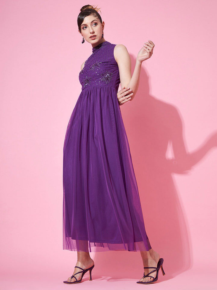 STREET 9 Women Embellished Net Maxi Dress