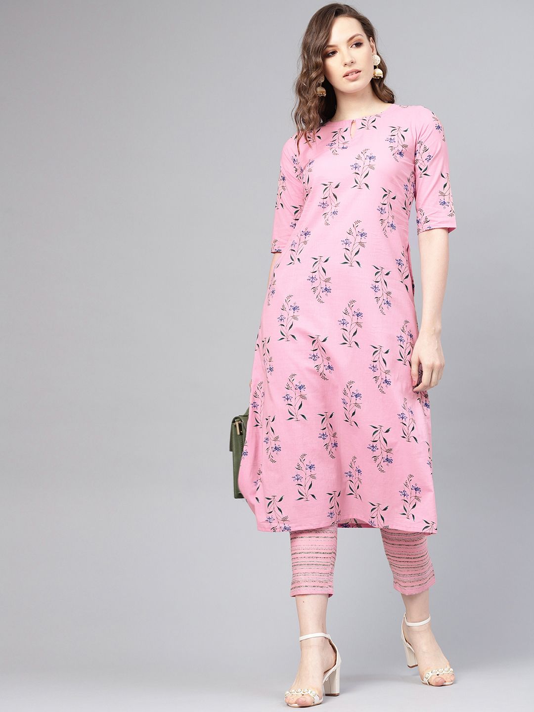 Libas Floral Bliss Side Pocket Cotton Kurta Set
