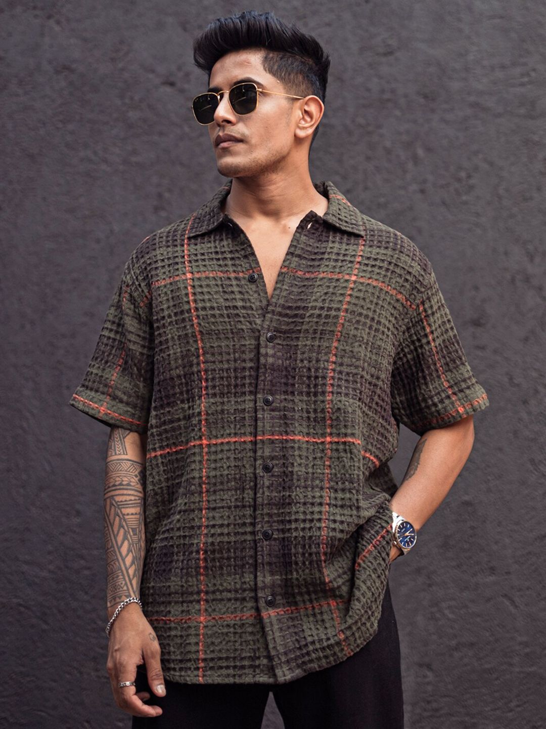 Powerlook Men Tartan Checks Opaque Checked Casual Shirt