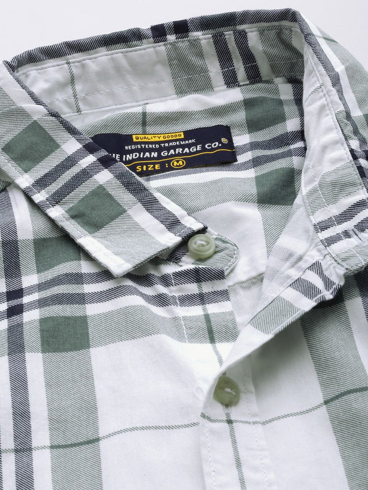 The Indian Garage Co Men White Checked Casual Shirt
