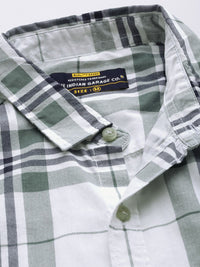 The Indian Garage Co Men White Checked Casual Shirt