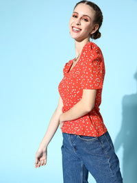 Berrylush Women Deep Red Floral Vacay Attire