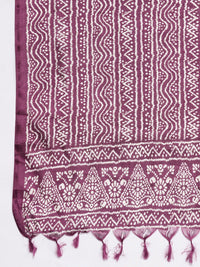 Varanga Violet Solid Sleeveless Kurta With Trousers & Bandhani Printed Dupatta